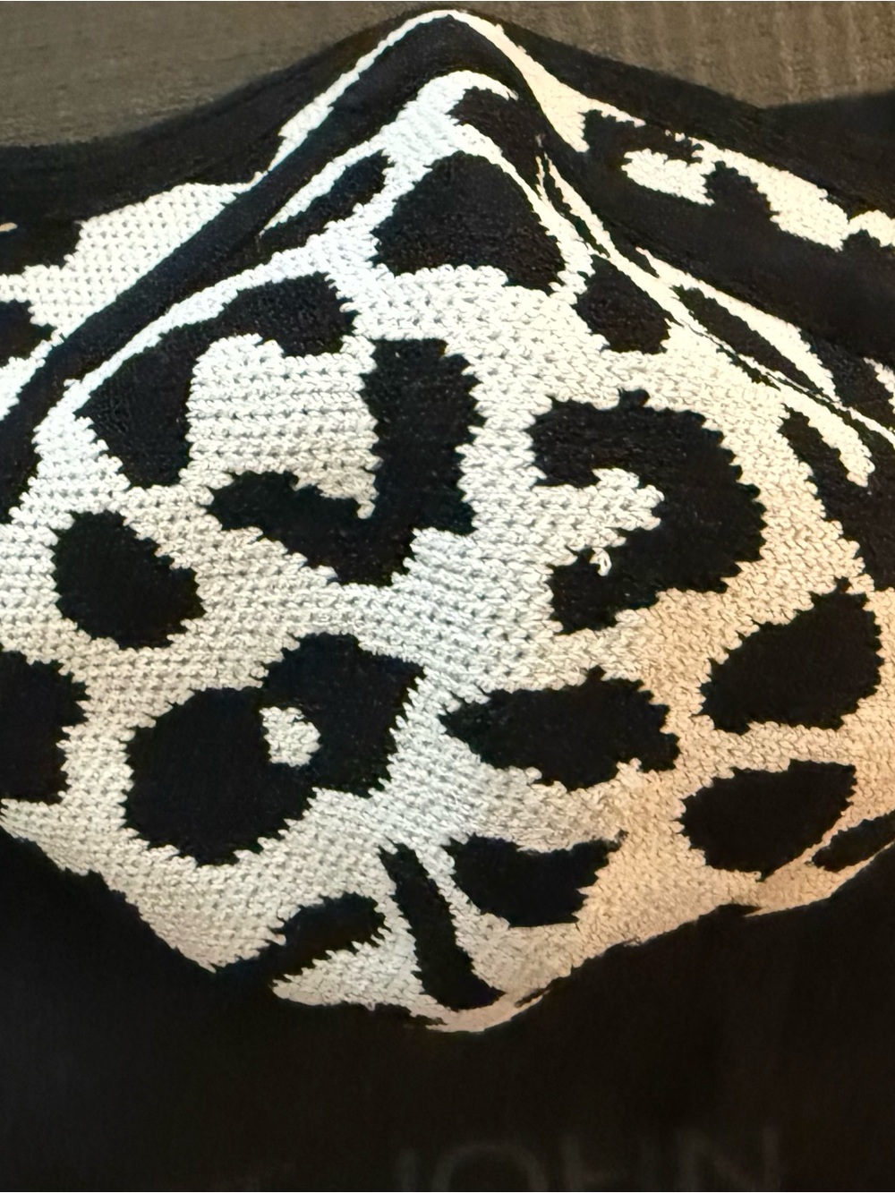 St. John Black and White Knit Face Mask